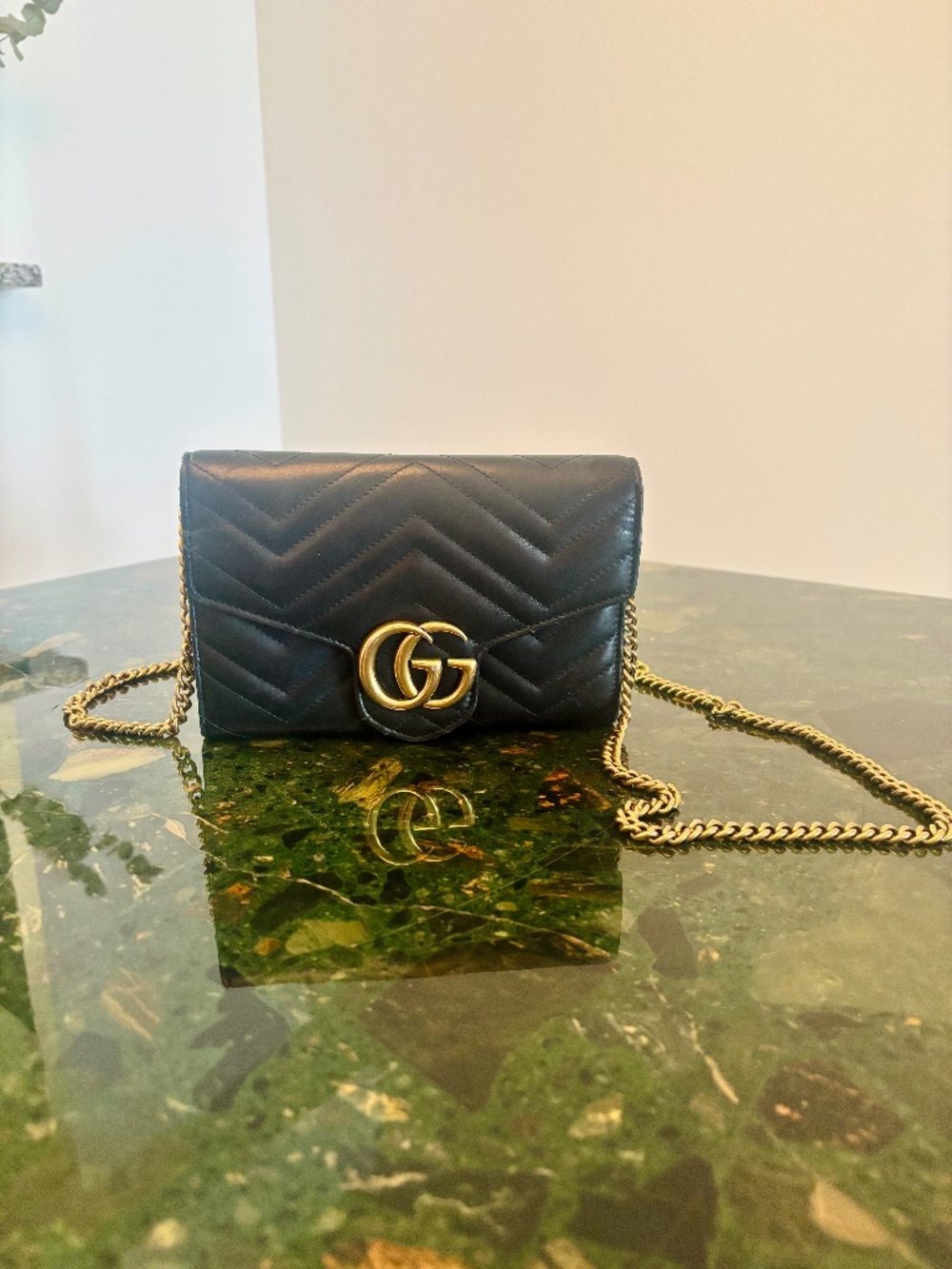 Gucci Marmont WOC Black Matelassé Chain Bag